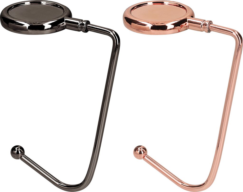 kwmobile 2x Tisch Handtaschenhalter Haken - Antirutsch Taschenhaken Halterung Handtaschen - Taschenaufhänger Halter in Schwarz Kupfer