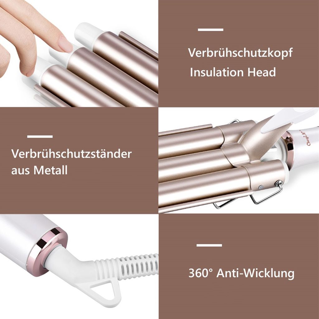 CkeyiN Lockendreher 3 Fässer 22mm Wasserwellen-Lockenstab, Produktbild 8