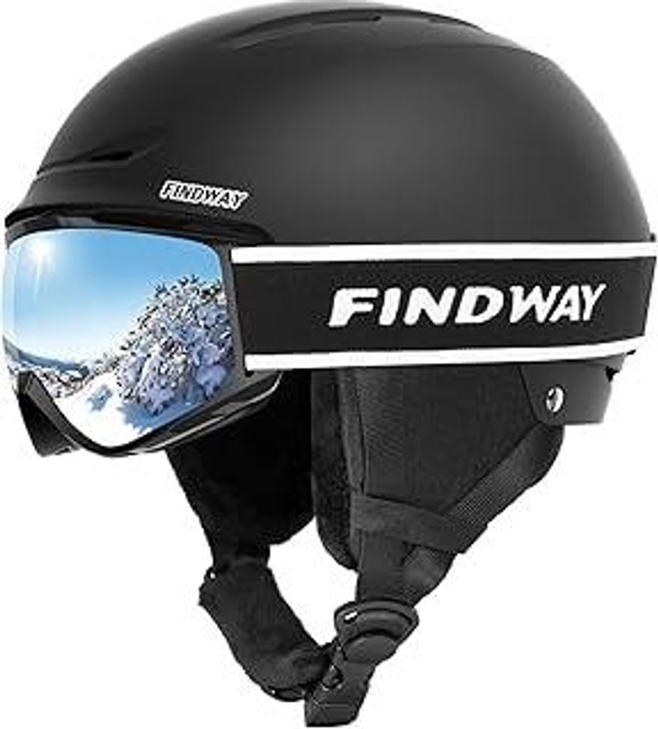 Findway Skihelm und Skibrille Set, SnowboardHelm mit Brille für Damen und Herren Erwachsene Skihelme für Männer, Frauen und Jugendliche