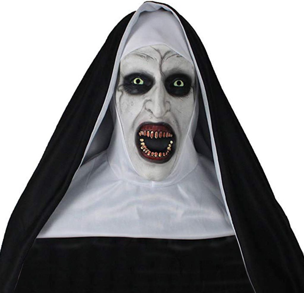 1 Set Halloween Kopfbesichelung Scary Nun Emulsion Kopfbedeckung Halloween Thriller Cosplay -Kostüm für Partyhaus-Cooles Schwarz