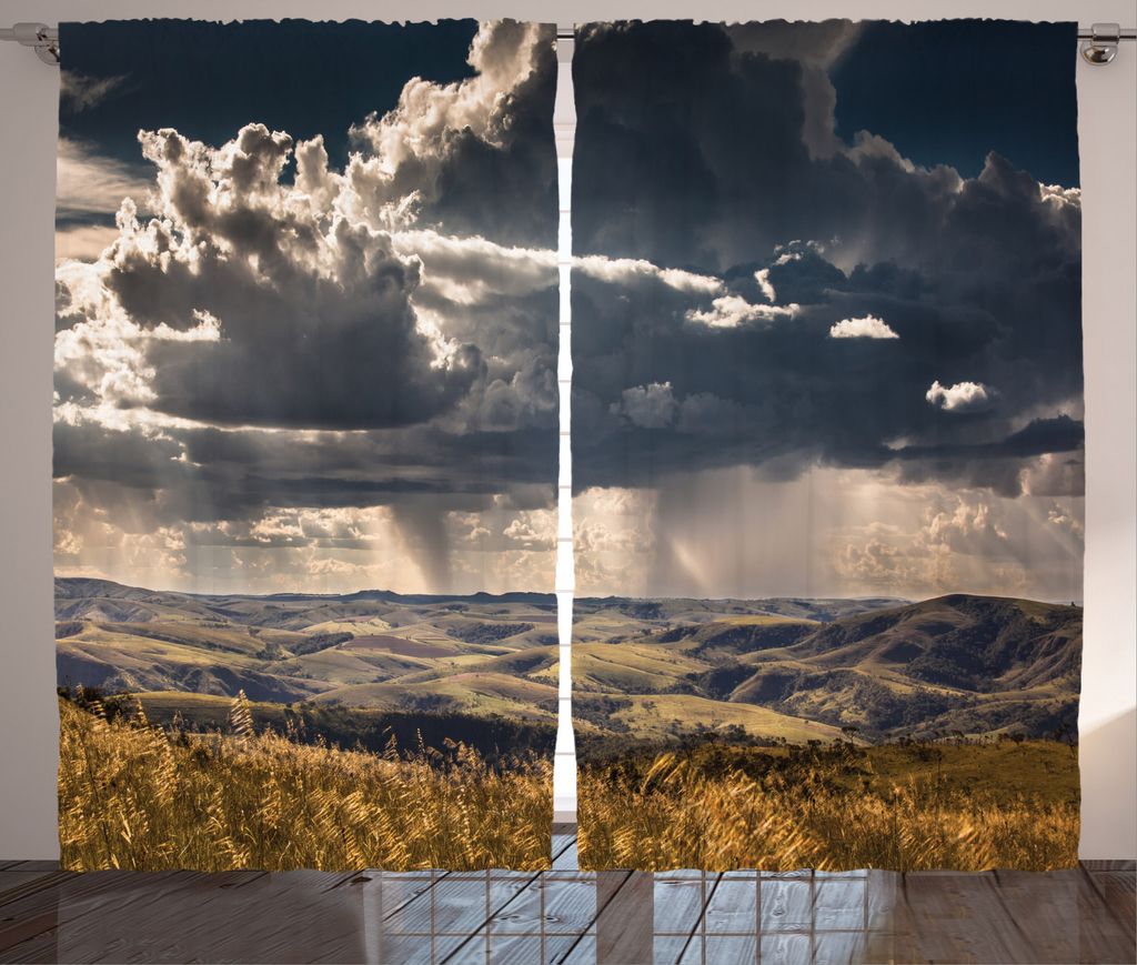 ABAKUHAUS Natur Rustikaler Vorhang, Flauschige Wolken Berge, Wohnzimmer Universalband Gardinen mit Schlaufen und Haken, 280 x 225 cm, Mehrfarbig