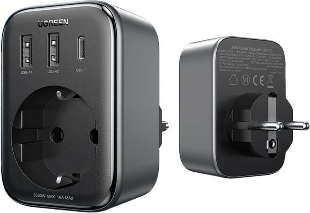 Caricabatterie da rete 30W (2xUSB/USB C/AC) / Adattatore UE Immagine del prodotto 