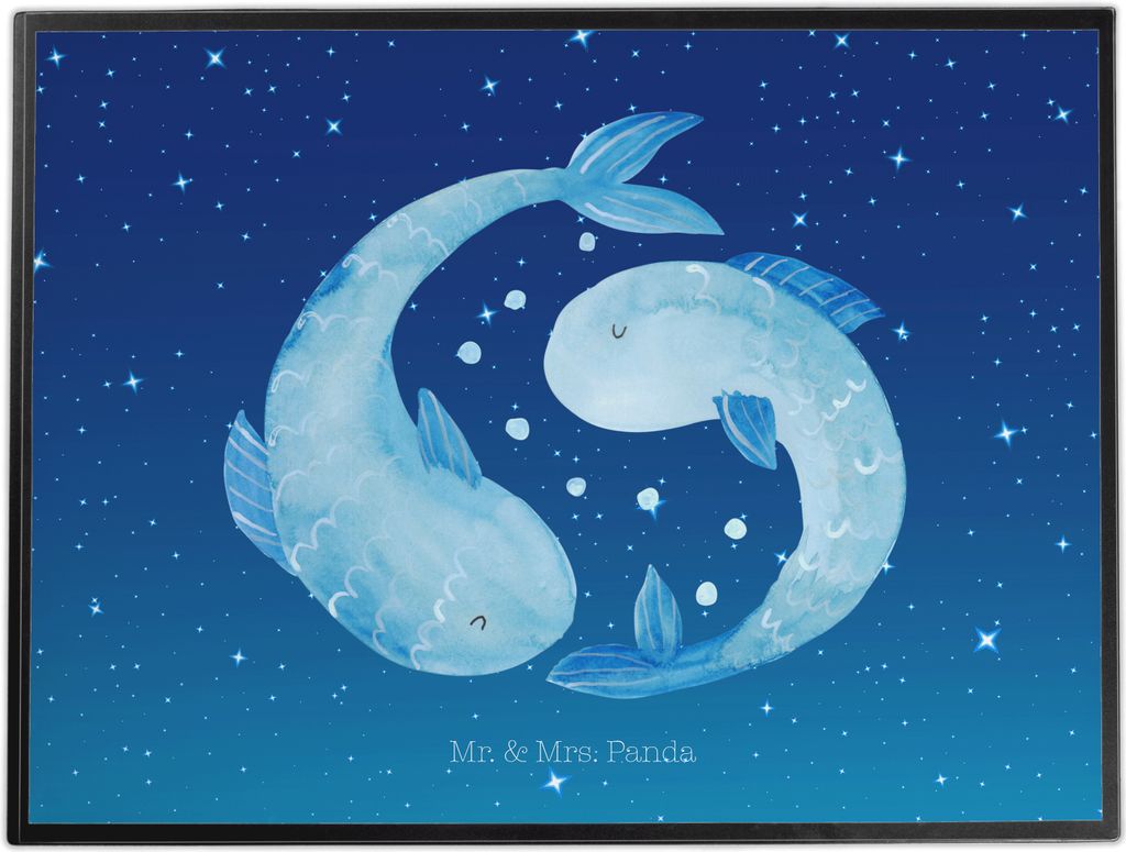 Mr. & Mrs. Panda schreibmatte Sternzeichen Fische - Sternenhimmel Blau - Geschenk, Geburtstag Februar, Sternbild, Fisch, schreibtischunterlage, Mä...