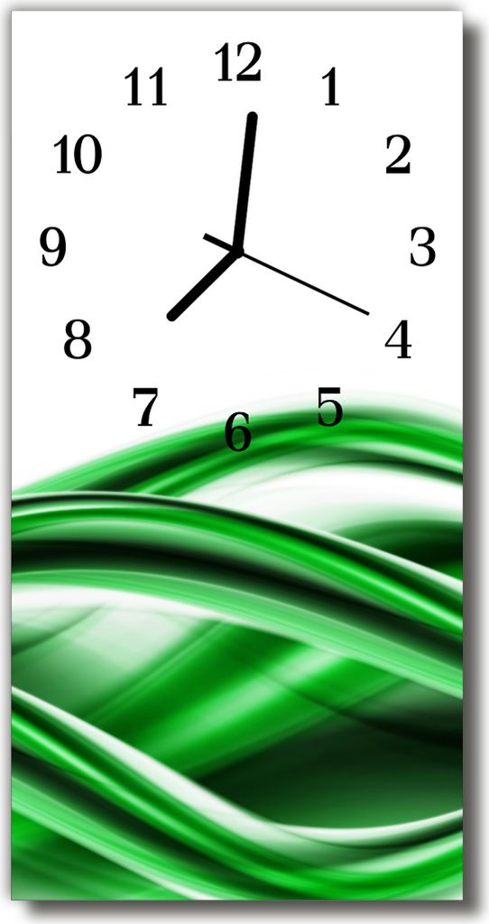 Tulup Glasuhr Wanduhr Küchenuhr Echt-Glas 30x60 Abstrakt Grün