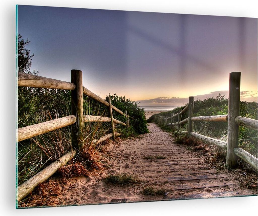 Bilder auf glas - Pfad Landschaft Himmel - 70x50cm - Glasbilder - Wandbilder - Kunstdruck - zum Aufhängen bereit - Wanddekoration aus Glas - Glas ...