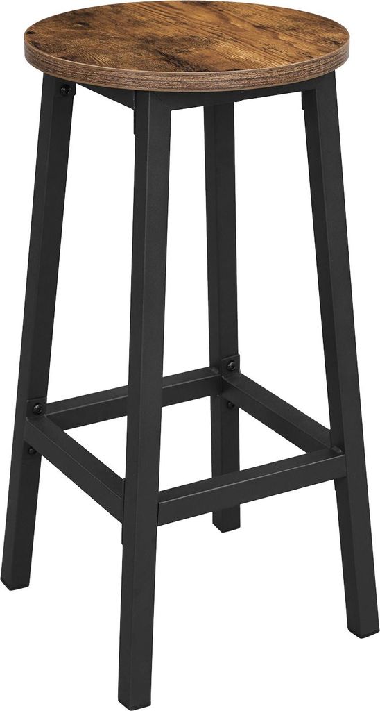 Rustikaler Barhocker Mit Schwarzen Beinen