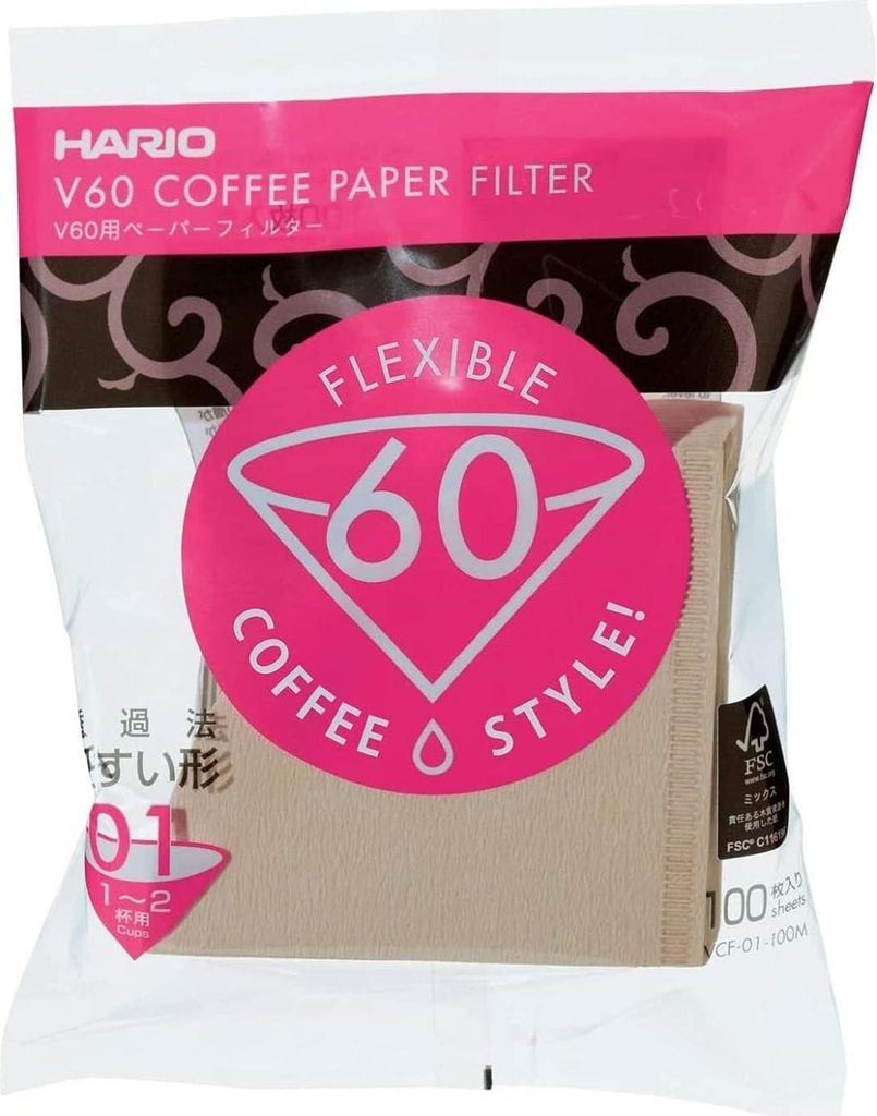 Hario V60 Größe 01 - 100 Kaffeefilter braun Misarashi VCF-01-100M - Papierfilter Japan