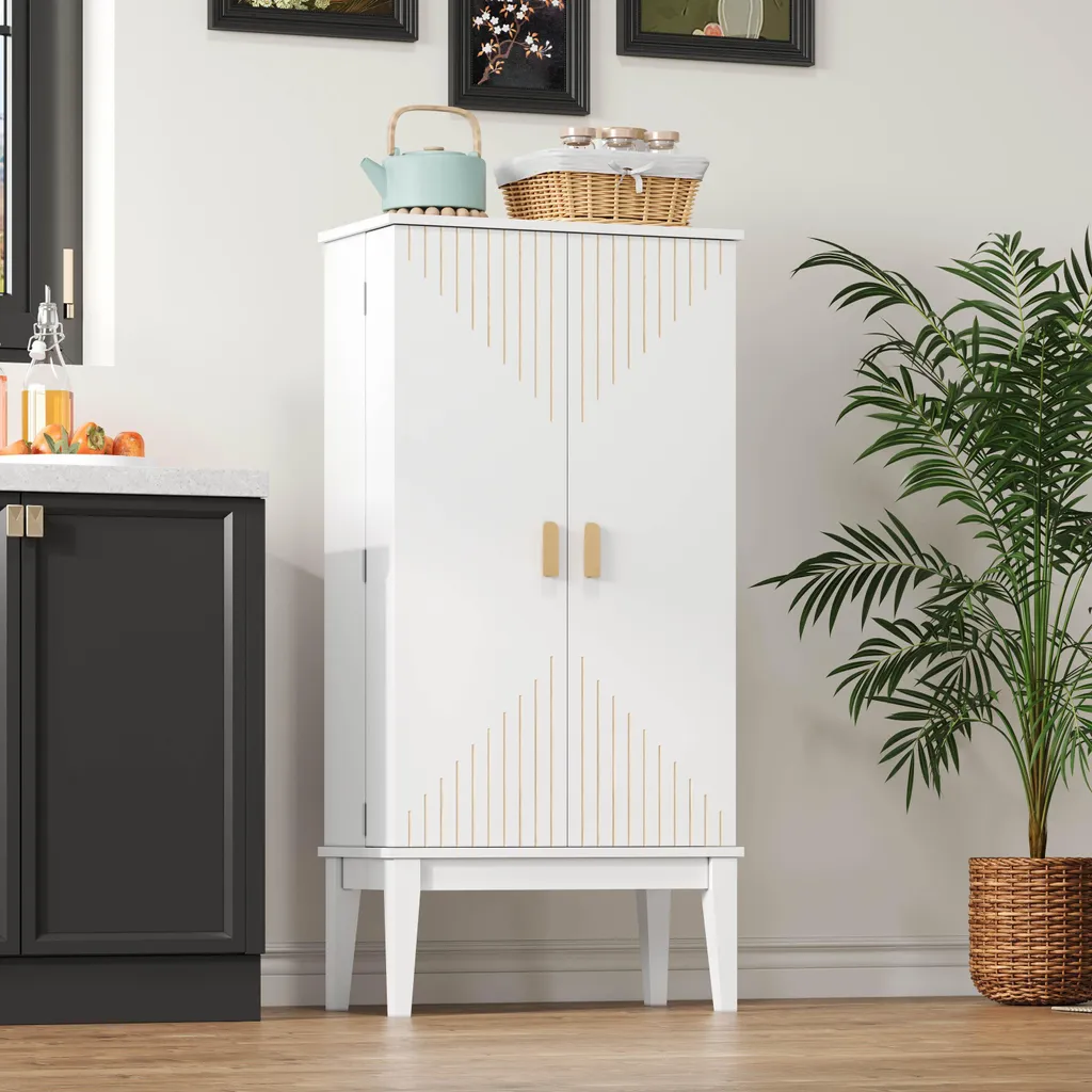 Armoire de cuisine blanche 2 portes, meuble de rangement étroit 120cm