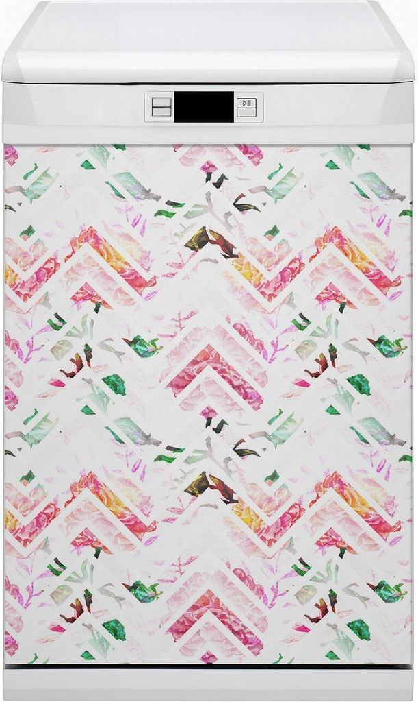 Magnetmatte Geschirrspüle Abwaschbar Küche Magnete Dekor 45x80 cm - Florale Chevron