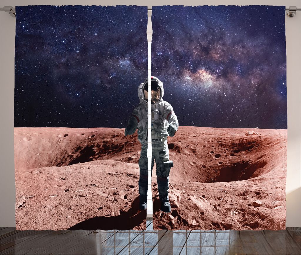 ABAKUHAUS Nebel Rustikaler Vorhang, Spacewalk auf dem Mars Outer, Wohnzimmer Universalband Gardinen mit Schlaufen und Haken, 280 x 245 cm, Lila