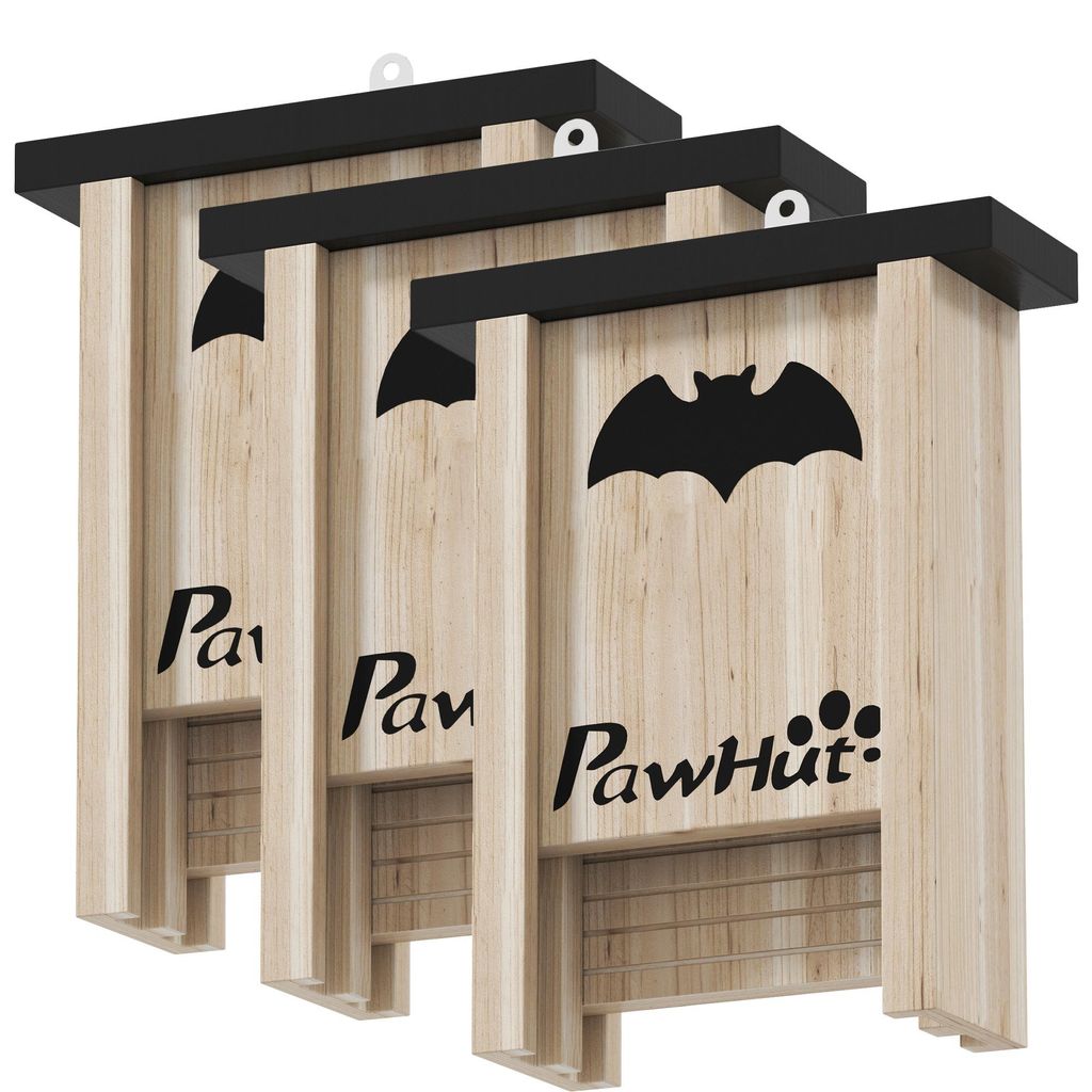 PawHut Vleermuiswoningen, set van 3. Natuurlijke nestkasten Productafbeelding 