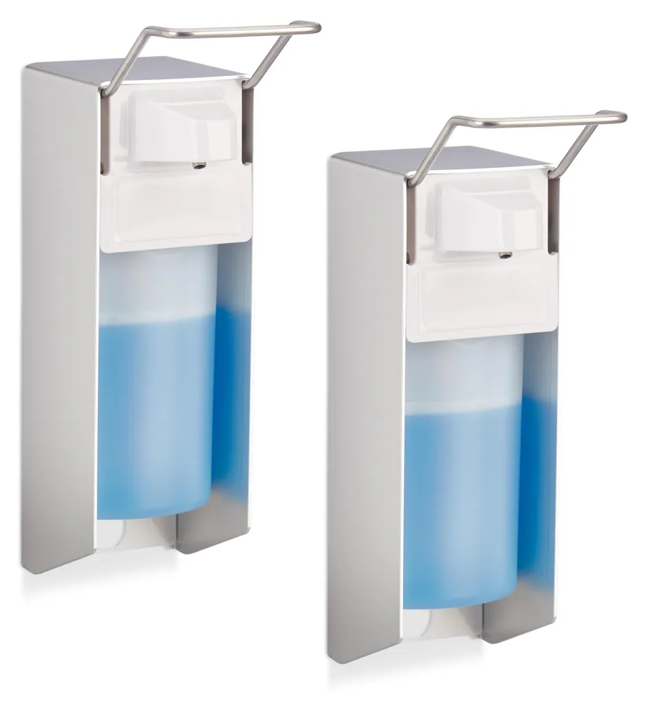 Distributeur de savon mural manuel 500ml lot de 2 pour gel et liquide