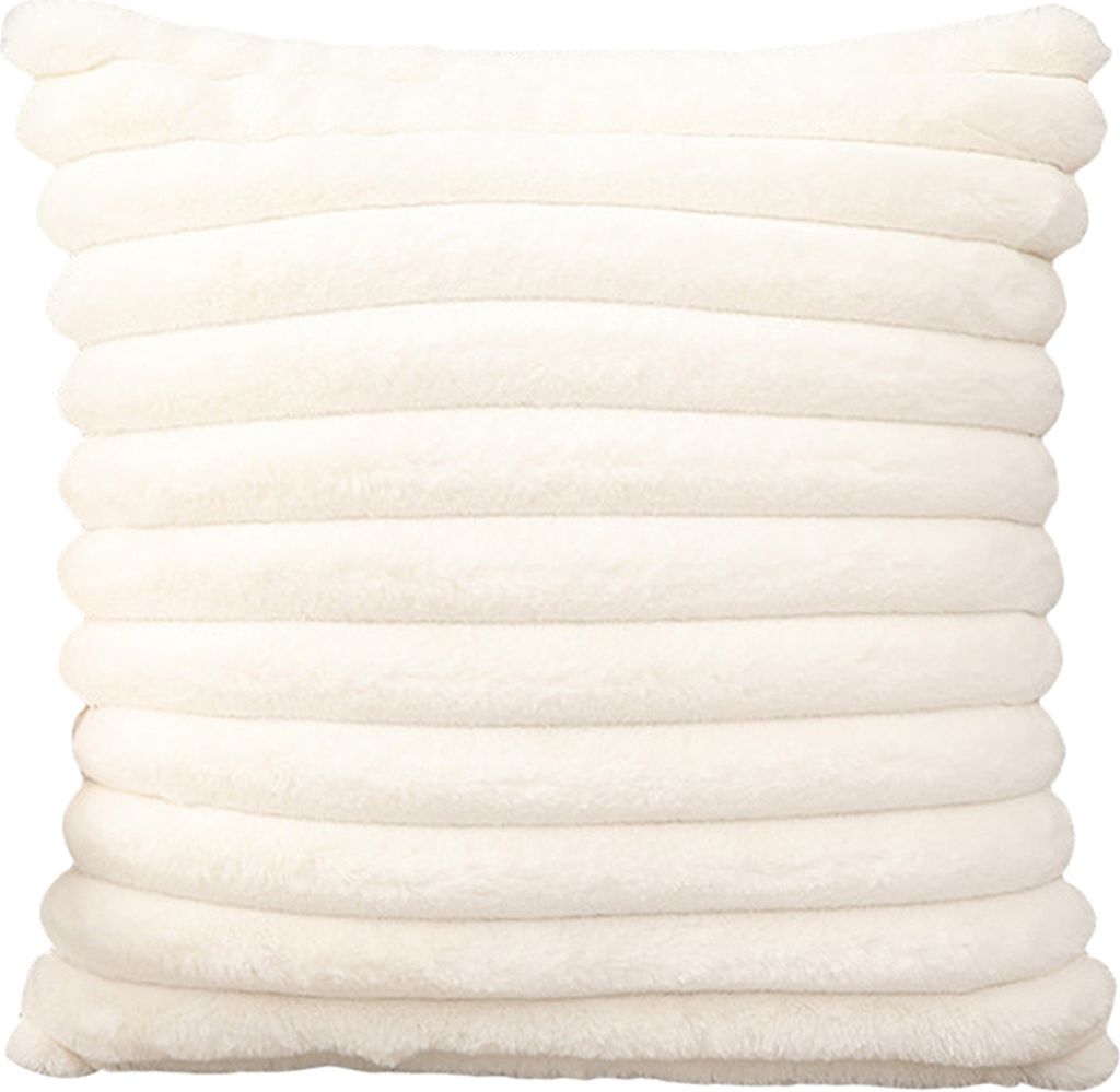 Quadratischer Kissenbezug aus Kunstkaninchenfell, gerippter Plüsch, einfarbig, weich, für Sofa und Bett, Dekoration, Kissenbezug, Heimbedarf