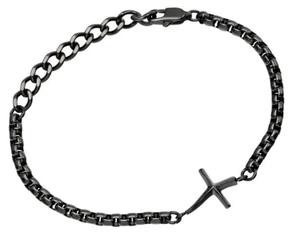 Bracelet acier homme anti-noircissement croix solide TJ3641