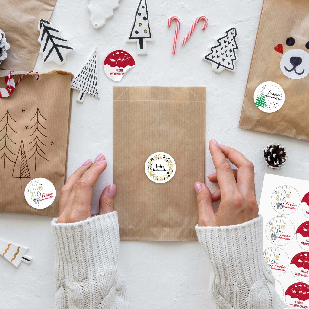Aufkleber Weihnachten DE weiß - 96x Weihnachtsaufkleber für Produktbild 4
