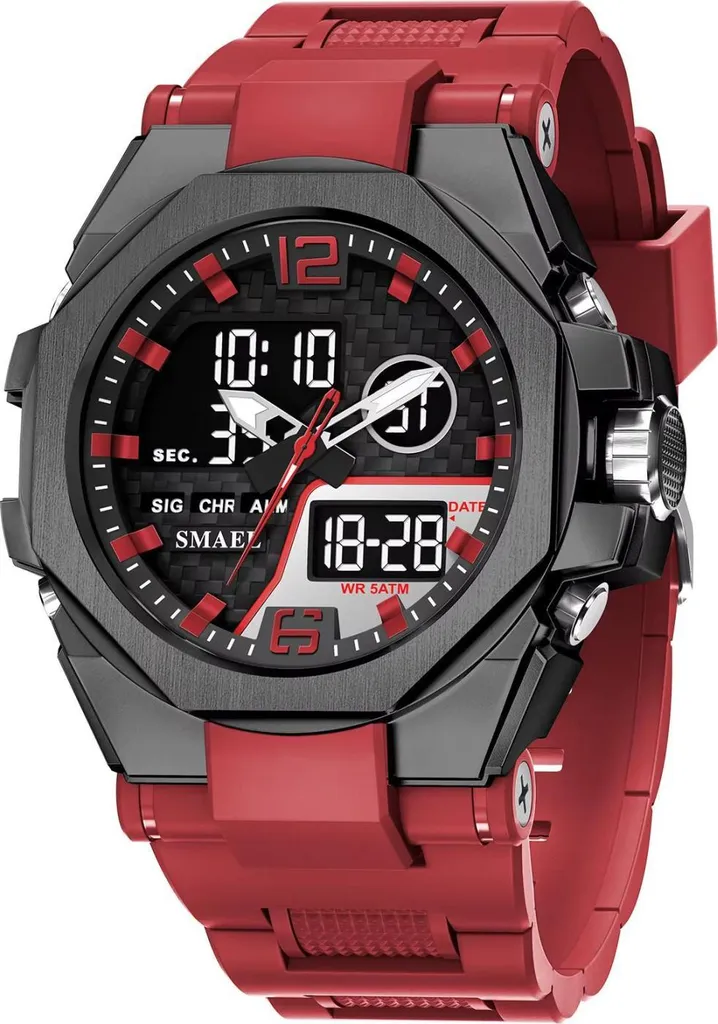 Montre Antichoc SMAEL ER-38647 Rouge - Ne Craignez Plus les Chocs Sportifs