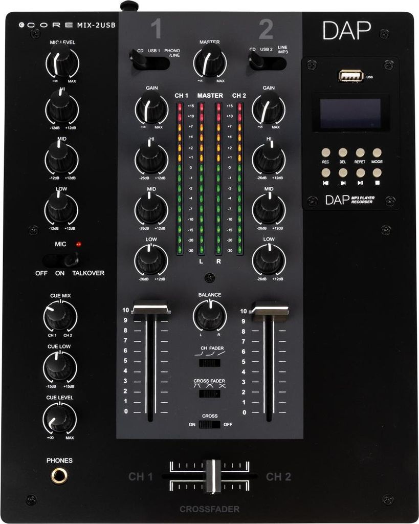 DAP CORE MIX-2 USB Zweikanal-DJ-Mixer mit USB-Schnittstelle