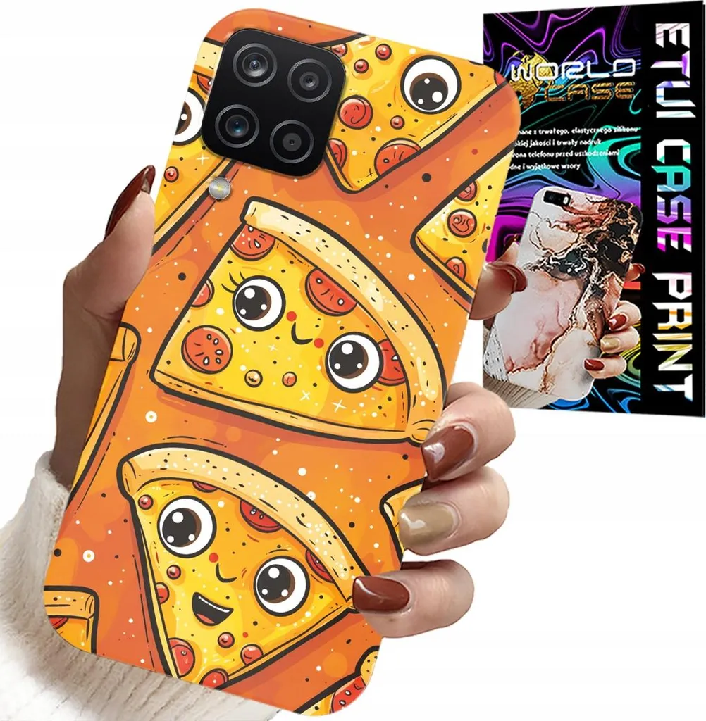 Kit Cover Samsung M12 A12 Pizza Design + Pellicola Vetro 9H