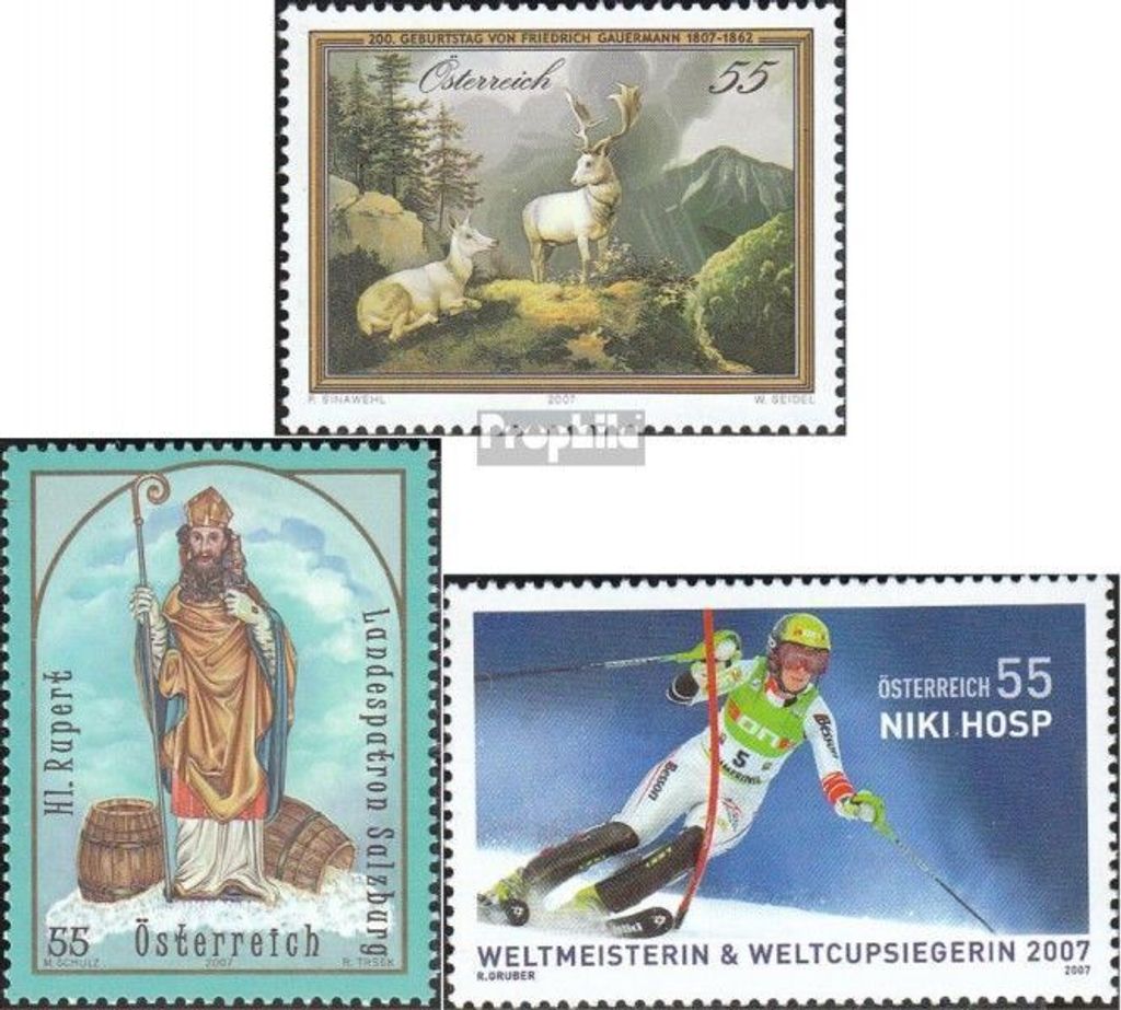 Briefmarken Österreich 2007 Mi 2685,2686,2687 (kompl.Ausg.) gestempelt Gauermann