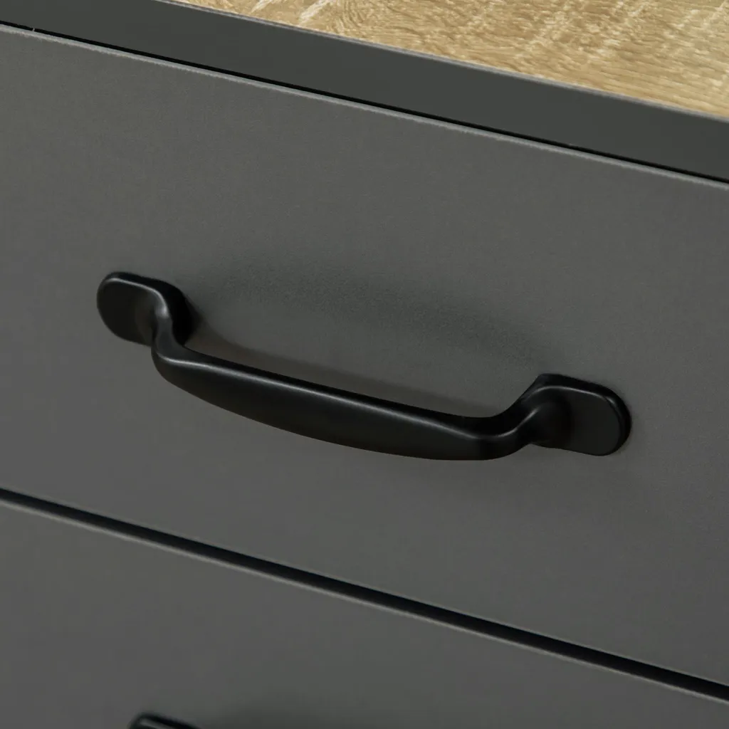 Buffet haut design industriel gris et aspect chêne clair - Modèle Loft - 11