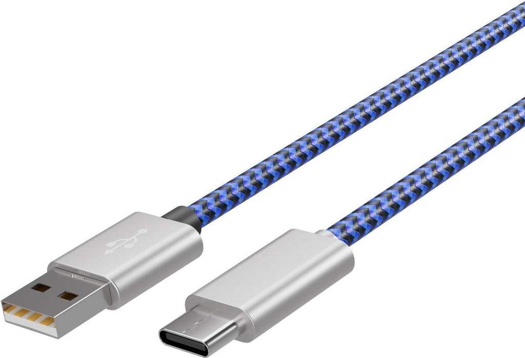 USB-Ladekabel A Stecker auf USB Typ C, blau 2m