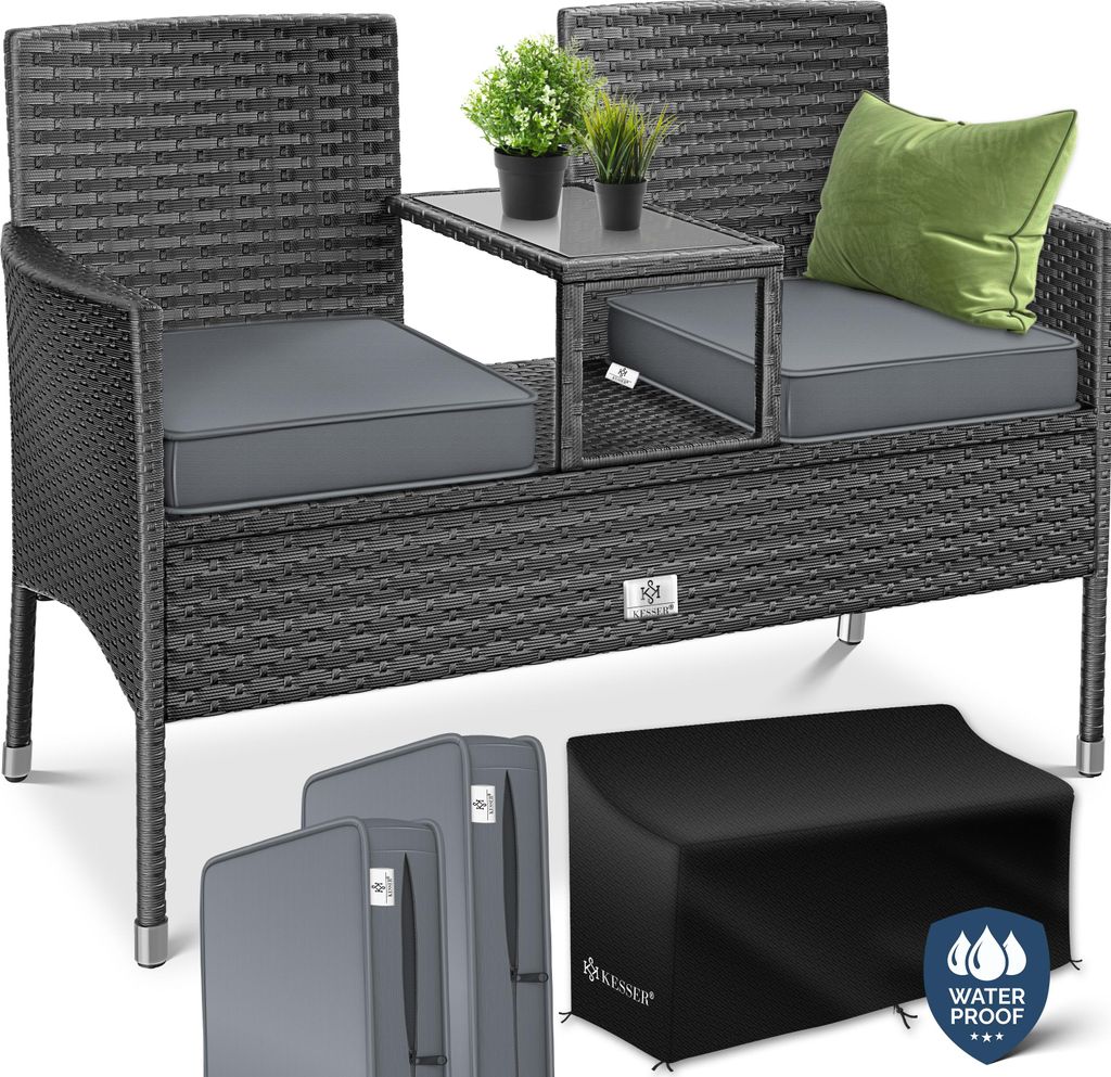KESSER® Polyrattan Gartenbank 2-Sitzer Bank mit Produktbild 