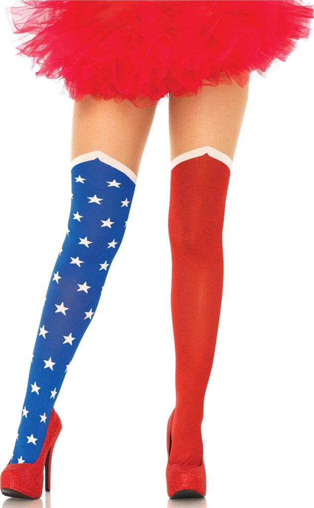 USA-Damen-Feinstrumpfhose rot-blau-weiss - Einheitsgröße