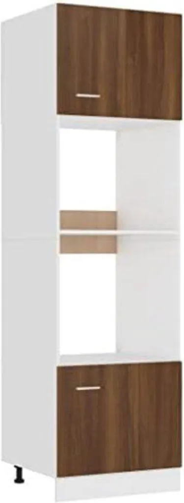 Armoire à micro-ondes en bois blanc - Buffet de cuisine à 4 portes