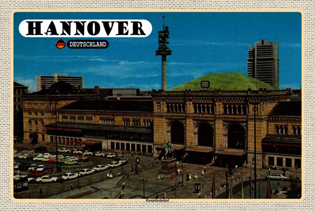 vianmo Holzschild 20x30 cm Hannover Hauptbahnhof Gemälde Bildmotiv Reisemotiv Abenteuer Reisen