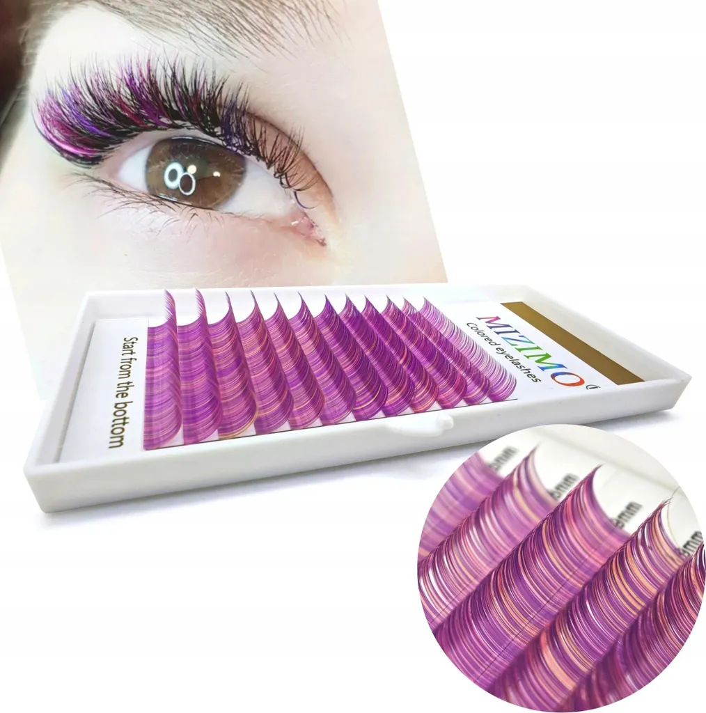 Ciglia colorate 8-13 mm Curl D, 12 strisce PINK MIX
