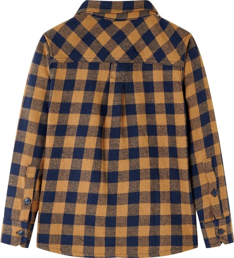 vidaXL Chemise pour enfants à carreaux cognac et bleu 92 Image du produit 