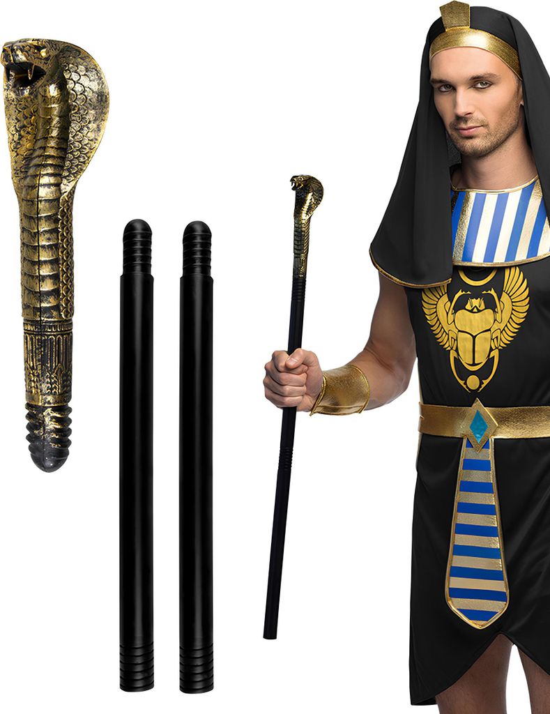 Scettro del faraone Sovrano egiziano nero-oro 82 cm - Immagine del prodotto 