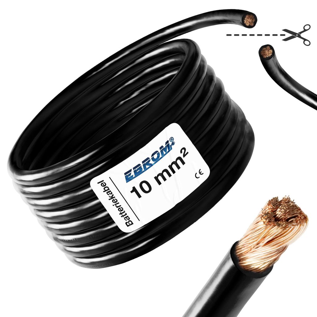 Batteriekabel Aderleitung SCHWARZ H07V-K 10 mm² - KFZ Produktbild 