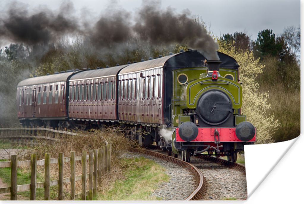MuchoWow Poster Vorderansicht einer Dampflokomotive 60x40 cm - Schlafzimmerdekoration