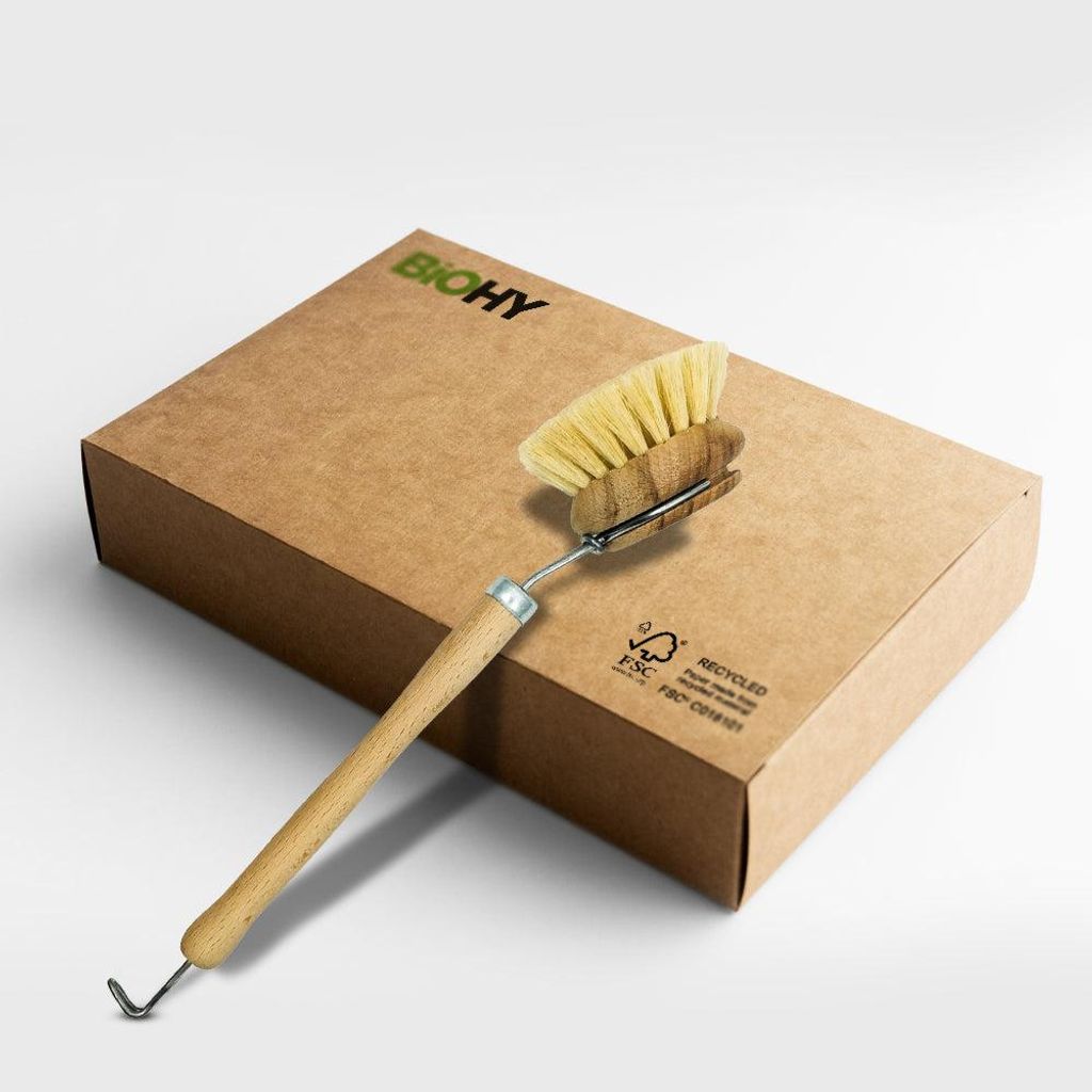 BiOHY Spülbürste aus Buchenholz und Fibre, Holzbürste, Küchenbürste, Geschirrbürste – 1 x Spülbürste