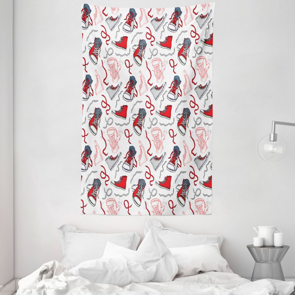 ABAKUHAUS Modern Wandteppich und Tagesdecke, Sportschuhe Turnschuhe aus Weiches Mikrofaser Stoff Waschbar ohne Verblassen Digitaldruck, 140 x 230 c...