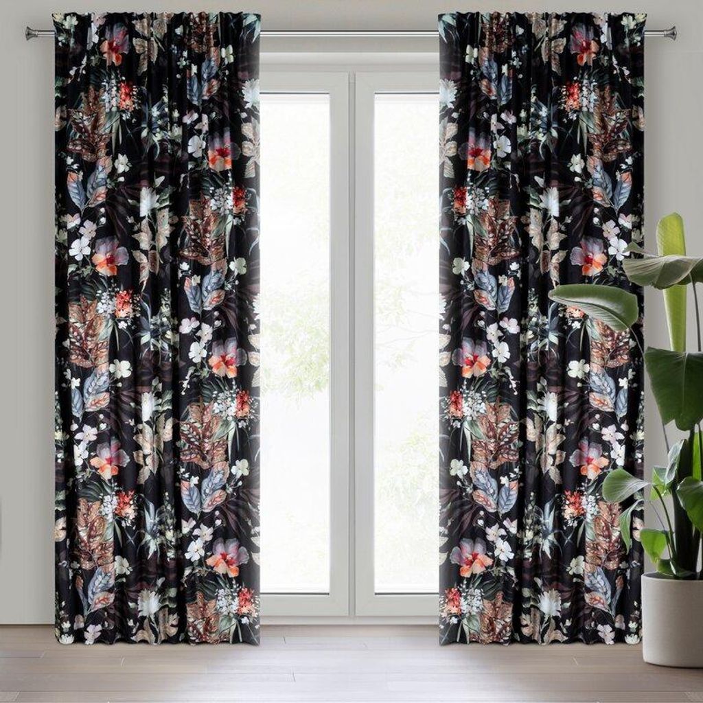 Vorhang ALANI schwarz RU 140x270 cm Kräuselband