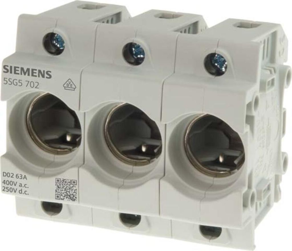 Siemens Indus.Sector Neozed-Sicherungssockel Gr.D02, 3-polig, 63A 5SG5702