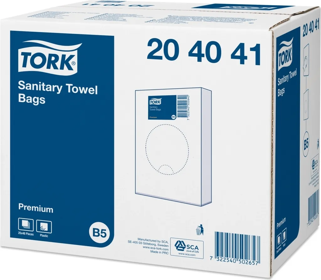 Tork 204041 Sacs Poubelle Blancs de 5 Litres - Lot de 25 Sacs Robustes