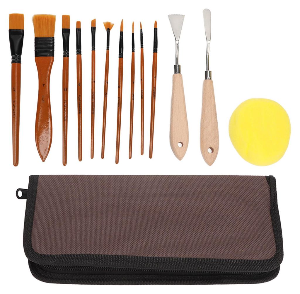 ölpinsel-Set, handgehärtet, ergonomischer Griff, inklusive Palettenmesser und Schwamm šC ideal für Künstler und Künstler zur künstlerischen ...