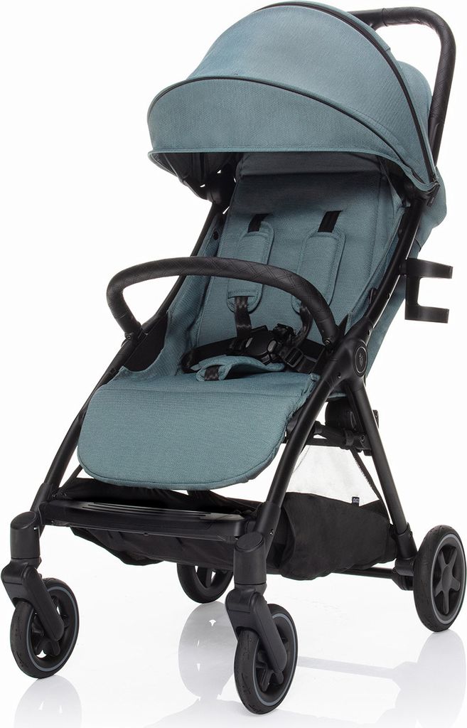 A studio shot of a baby stroller.