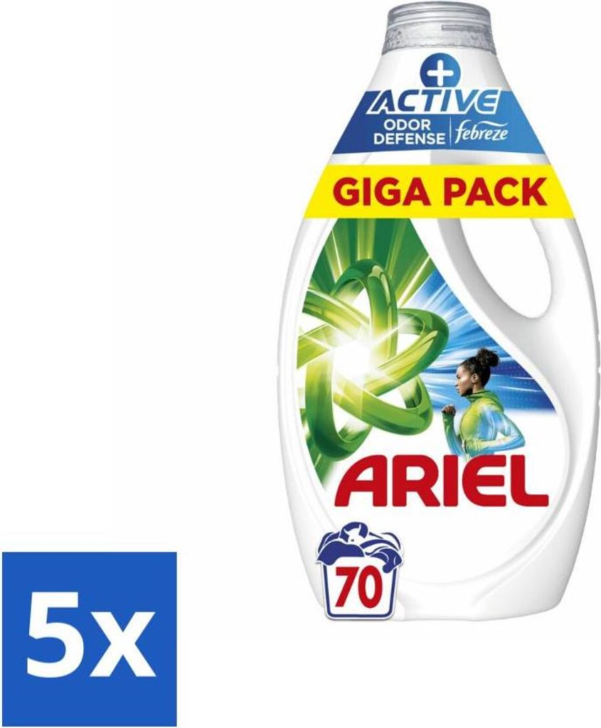 Ariel Flüssigwaschmittel + Active Odor Defense - 70 Wäschen - 3,15 Liter - Vorteilspack - 5 Stücke