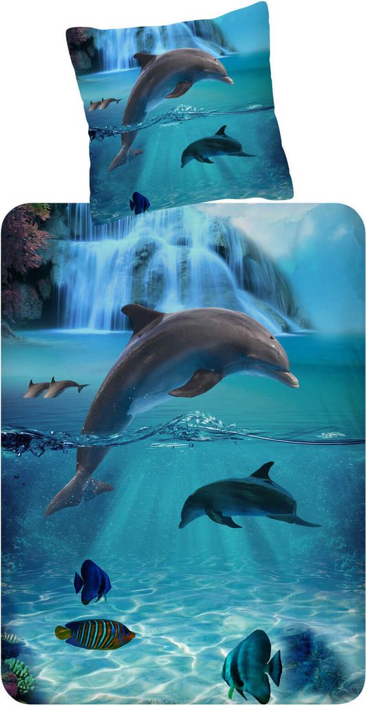 ESPiCO Bettwäsche Trendy Bedding Will Delfin Blue Renforcé 135 cm x 200 cm