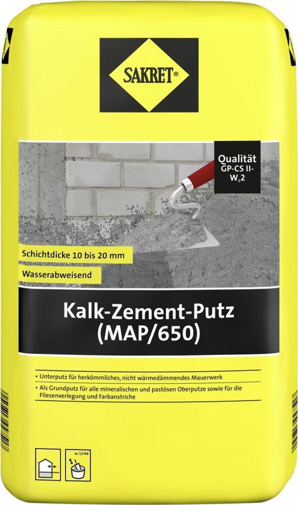 SAKRET Kalk-Zement-Putz (MAP/650) 25 kg Sack grau 1,0 mm