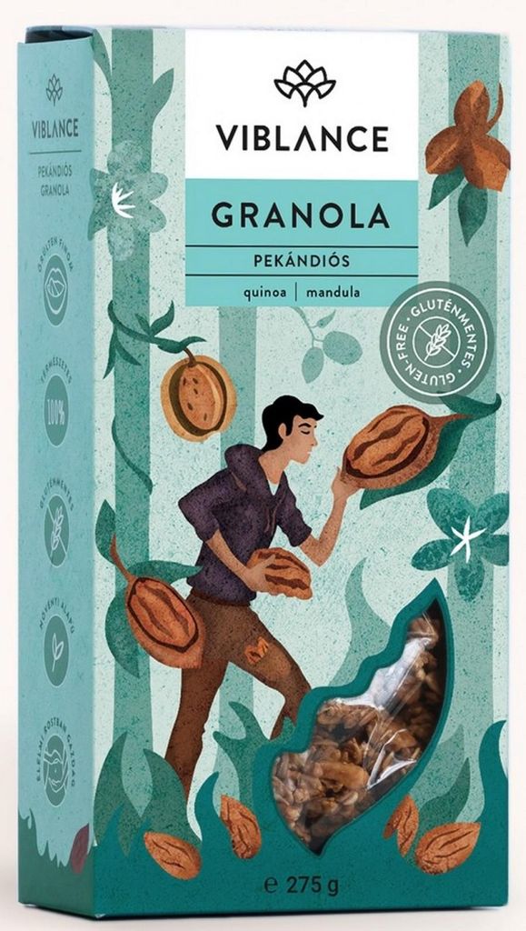 Viblance glutenfreies Granola mit Pekannüssen und Produktbild 