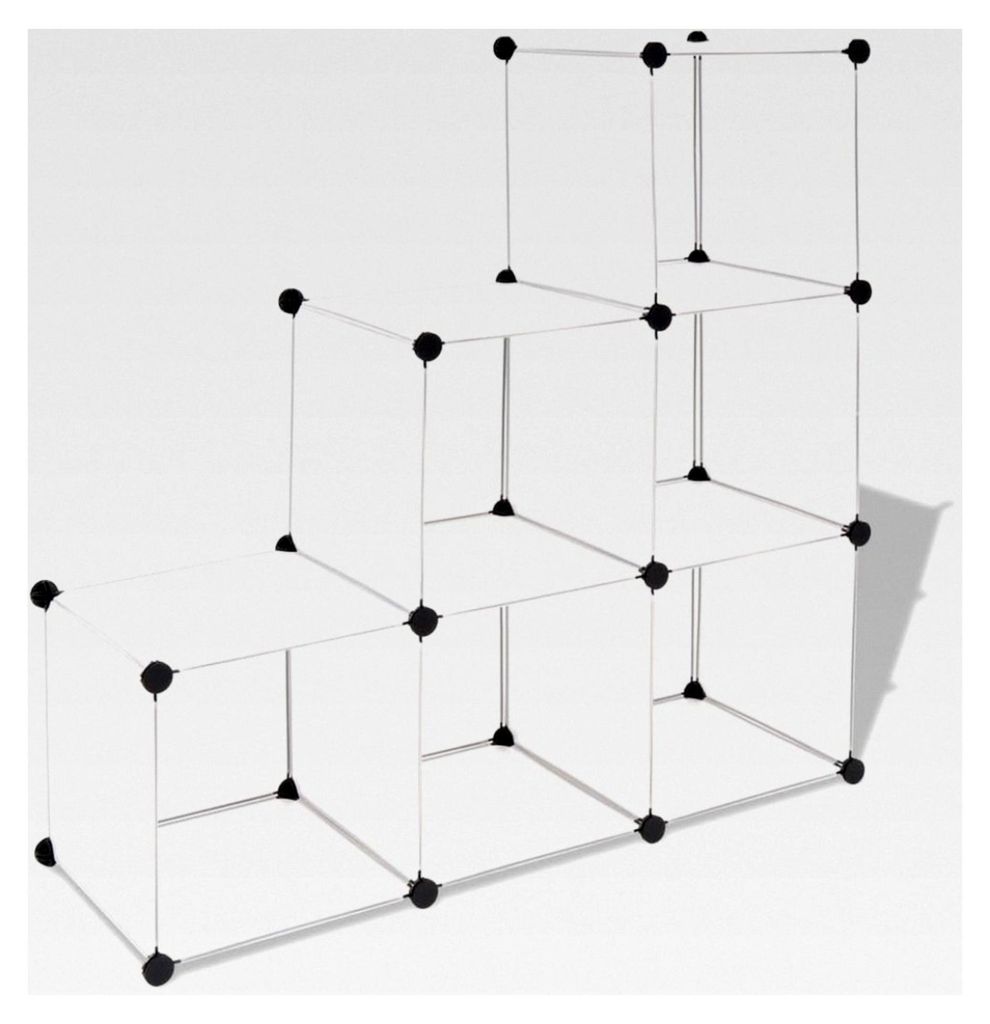 Regalsystem Würfel-Regal mit 6 Fächern in Weiß, Vitrine, Raumteiler, Steckregal, Stufenregal, Bücherregal, Schrankregal