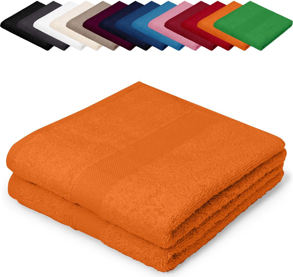 DOPPELPACK Gästetücher 30x50 cm Gästehandtücher Kinderhandtücher Babyhandtücher 100% Baumwolle, Farbe: Orange