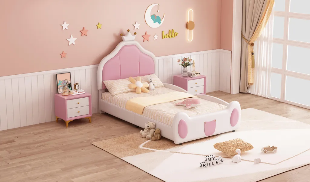 Lit simple bicolore style patchwork pour chambre d'enfant moderne