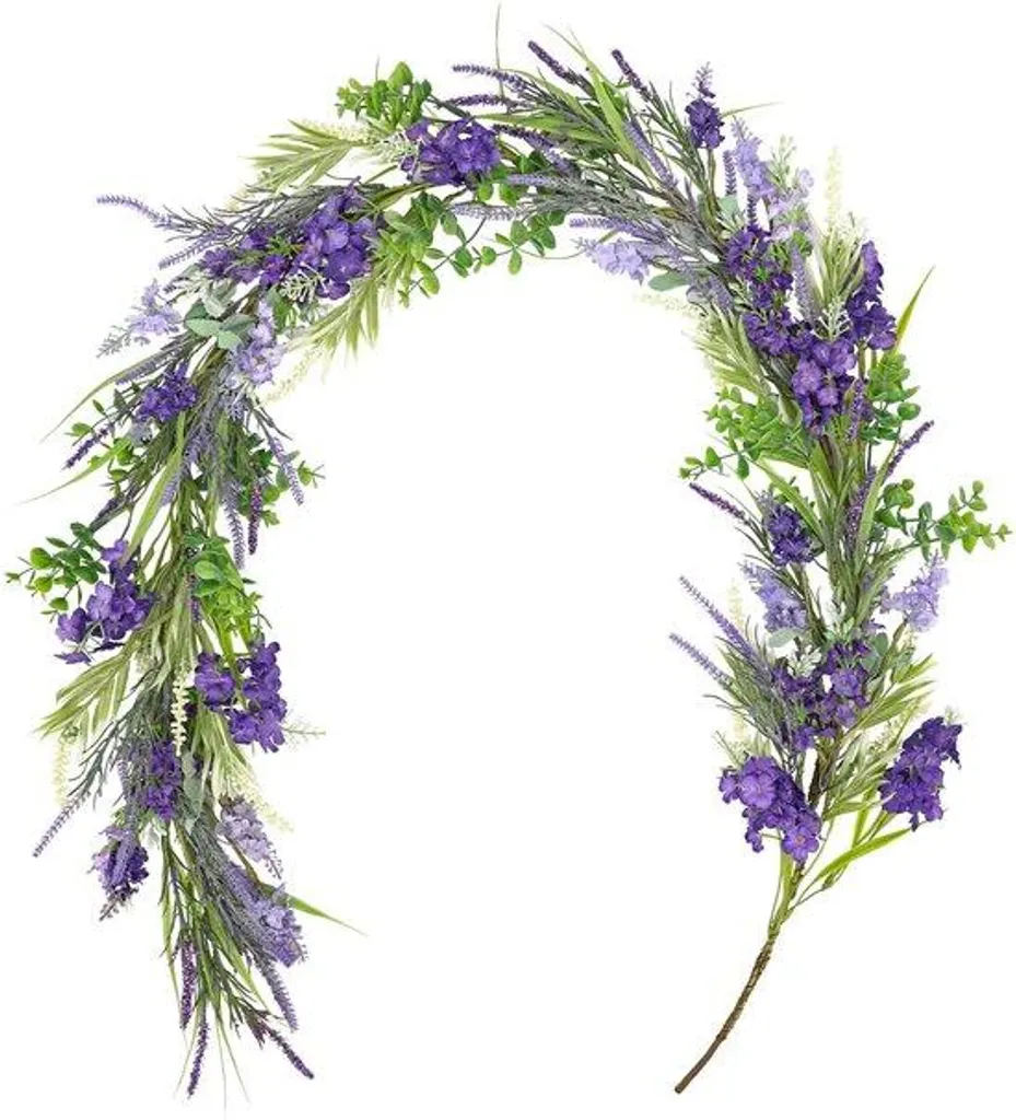 Couronne de lavande artificielle 156 cm pour décoration porte et mur