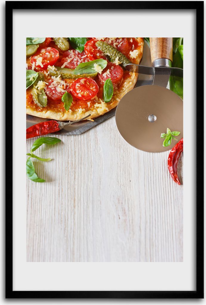 Bild - Bilderrahmen - 40 cm x 60 cm - MDF - Rahmen - Wandkunst - Pizza